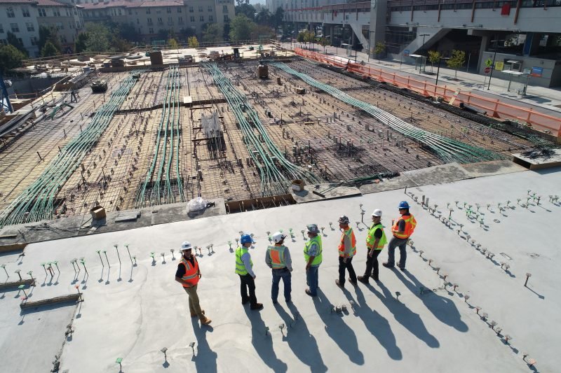 Construction crew at work on a job site